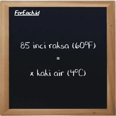 Contoh konversi inci raksa (60<sup>o</sup>F) ke kaki air (4<sup>o</sup>C) (inHg ke ftH2O)