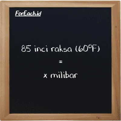 Contoh konversi inci raksa (60<sup>o</sup>F) ke milibar (inHg ke mbar)