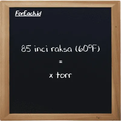 1 inci raksa (60<sup>o</sup>F) setara dengan 25.328 torr (1 inHg setara dengan 25.328 torr)