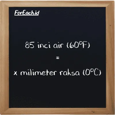 1 inci air (60<sup>o</sup>F) setara dengan 1.8665 milimeter raksa (0<sup>o</sup>C) (1 inH20 setara dengan 1.8665 mmHg)