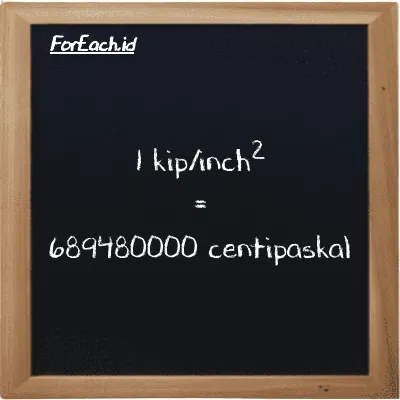 1 kip/inch<sup>2</sup> setara dengan 689480000 centipaskal (1 ksi setara dengan 689480000 cPa)