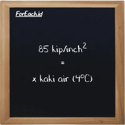 Contoh konversi kip/inch<sup>2</sup> ke kaki air (4<sup>o</sup>C) (ksi ke ftH2O)