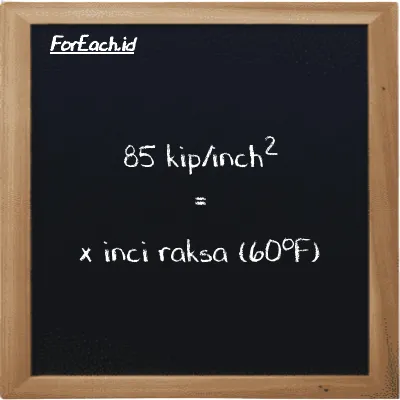 Contoh konversi kip/inch<sup>2</sup> ke inci raksa (60<sup>o</sup>F) (ksi ke inHg)