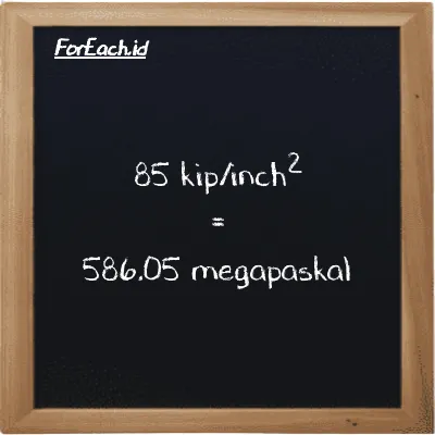 85 kip/inch<sup>2</sup> setara dengan 586.05 megapaskal (85 ksi setara dengan 586.05 MPa)