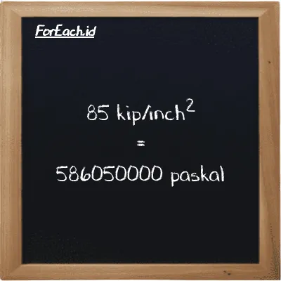 85 kip/inch<sup>2</sup> setara dengan 586050000 paskal (85 ksi setara dengan 586050000 Pa)