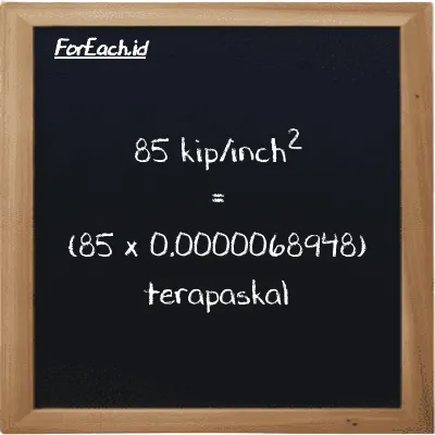 85 kip/inch<sup>2</sup> setara dengan 0.00058605 terapaskal (85 ksi setara dengan 0.00058605 TPa)