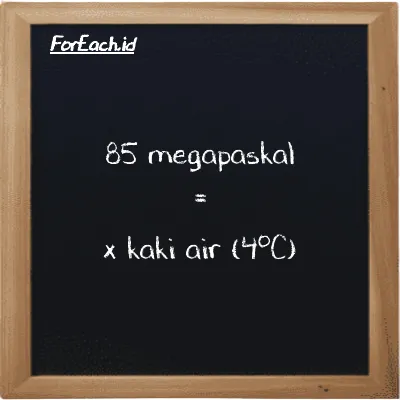 Contoh konversi megapaskal ke kaki air (4<sup>o</sup>C) (MPa ke ftH2O)
