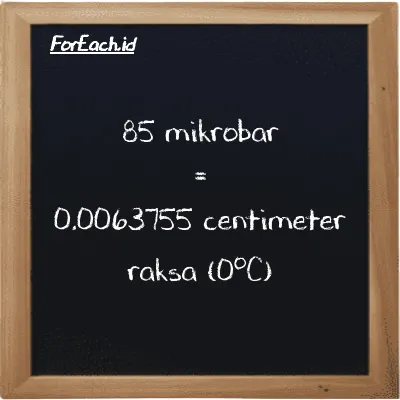 85 mikrobar setara dengan 0.0063755 centimeter raksa (0<sup>o</sup>C) (85 µbar setara dengan 0.0063755 cmHg)