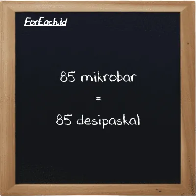 85 mikrobar setara dengan 85 desipaskal (85 µbar setara dengan 85 dPa)