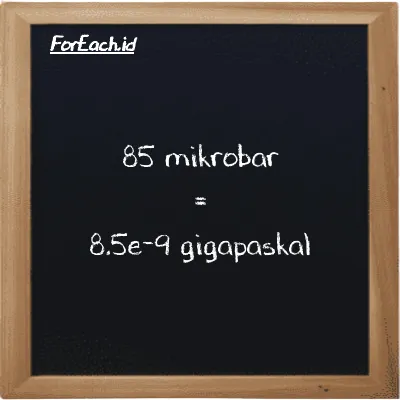 85 mikrobar setara dengan 8.5e-9 gigapaskal (85 µbar setara dengan 8.5e-9 GPa)
