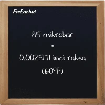 85 mikrobar setara dengan 0.0025171 inci raksa (60<sup>o</sup>F) (85 µbar setara dengan 0.0025171 inHg)