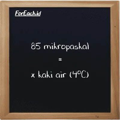 Contoh konversi mikropaskal ke kaki air (4<sup>o</sup>C) (µPa ke ftH2O)