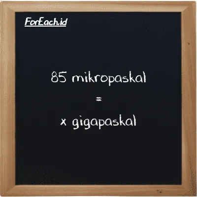 1 mikropaskal setara dengan 1e-15 gigapaskal (1 µPa setara dengan 1e-15 GPa)