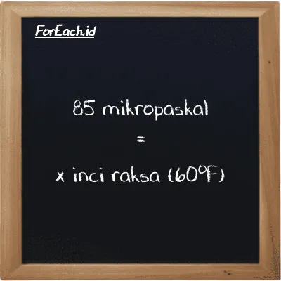 Contoh konversi mikropaskal ke inci raksa (60<sup>o</sup>F) (µPa ke inHg)