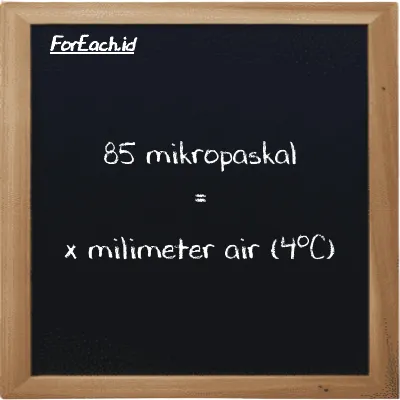 Contoh konversi mikropaskal ke milimeter air (4<sup>o</sup>C) (µPa ke mmH2O)
