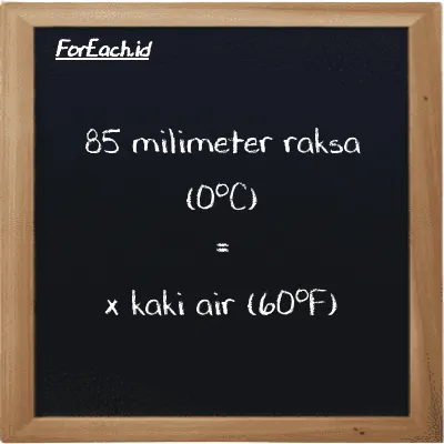 Contoh konversi milimeter raksa (0<sup>o</sup>C) ke kaki air (60<sup>o</sup>F) (mmHg ke ftH2O)