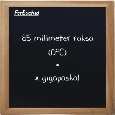 Contoh konversi milimeter raksa (0<sup>o</sup>C) ke gigapaskal (mmHg ke GPa)