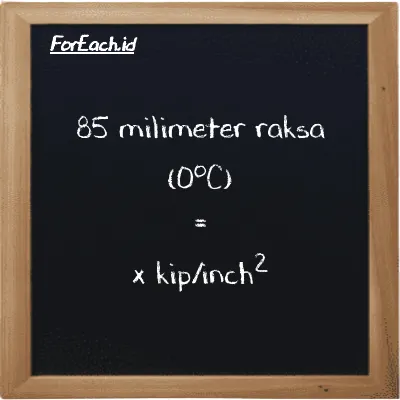 Contoh konversi milimeter raksa (0<sup>o</sup>C) ke kip/inch<sup>2</sup> (mmHg ke ksi)
