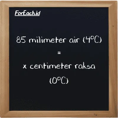 Contoh konversi milimeter air (4<sup>o</sup>C) ke centimeter raksa (0<sup>o</sup>C) (mmH2O ke cmHg)