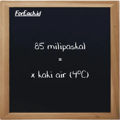 Contoh konversi milipaskal ke kaki air (4<sup>o</sup>C) (mPa ke ftH2O)