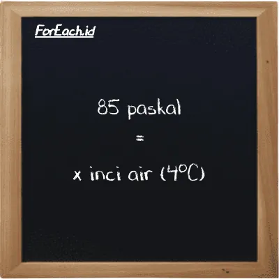 Contoh konversi paskal ke inci air (4<sup>o</sup>C) (Pa ke inH2O)