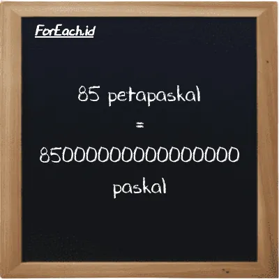 85 petapaskal setara dengan 85000000000000000 paskal (85 PPa setara dengan 85000000000000000 Pa)