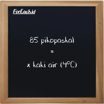 Contoh konversi pikopaskal ke kaki air (4<sup>o</sup>C) (pPa ke ftH2O)