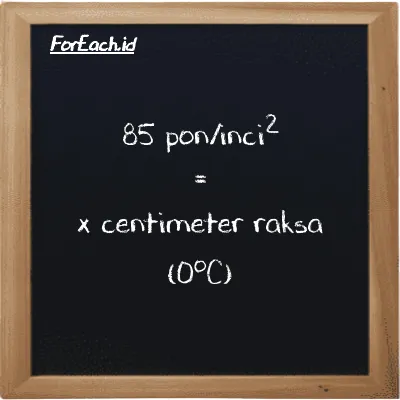Contoh konversi pon/inci<sup>2</sup> ke centimeter raksa (0<sup>o</sup>C) (psi ke cmHg)