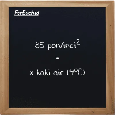 Contoh konversi pon/inci<sup>2</sup> ke kaki air (4<sup>o</sup>C) (psi ke ftH2O)