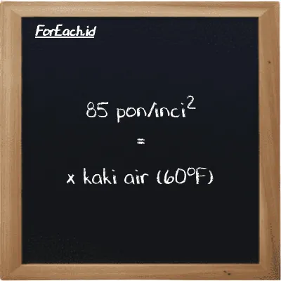 Contoh konversi pon/inci<sup>2</sup> ke kaki air (60<sup>o</sup>F) (psi ke ftH2O)