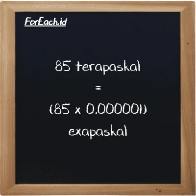 85 terapaskal setara dengan 0.000085 exapaskal (85 TPa setara dengan 0.000085 EPa)
