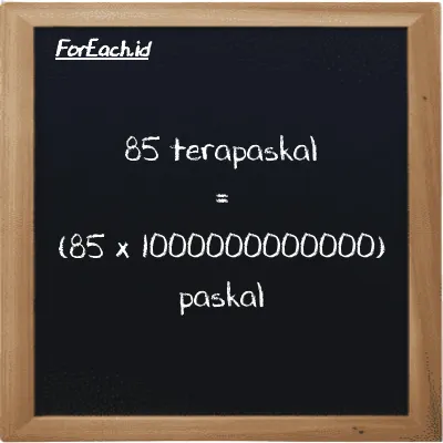 Cara konversi terapaskal ke paskal (TPa ke Pa): 85 terapaskal (TPa) setara dengan 85 dikalikan dengan 1000000000000 paskal (Pa)
