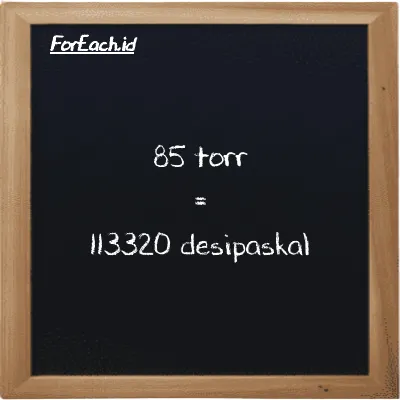 85 torr setara dengan 113320 desipaskal (85 torr setara dengan 113320 dPa)