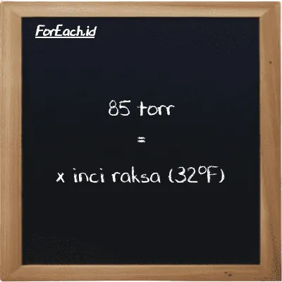 Contoh konversi torr ke inci raksa (32<sup>o</sup>F) (torr ke inHg)