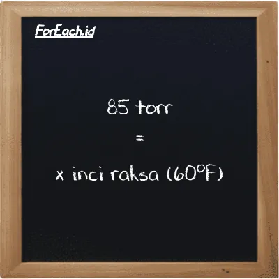 Contoh konversi torr ke inci raksa (60<sup>o</sup>F) (torr ke inHg)
