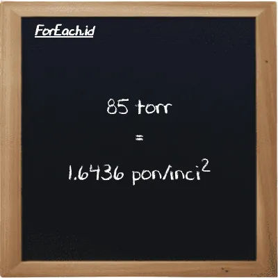 85 torr setara dengan 1.6436 pon/inci<sup>2</sup> (85 torr setara dengan 1.6436 psi)