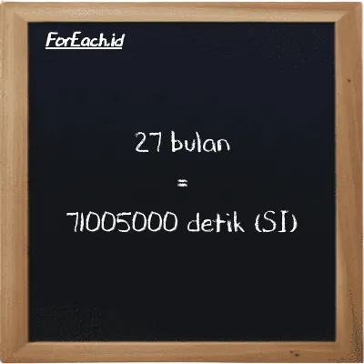 27 bulan setara dengan 71005000 detik (27 mo setara dengan 71005000 s)
