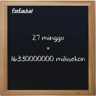 27 minggu setara dengan 16330000000 milisekon (27 w setara dengan 16330000000 ms)