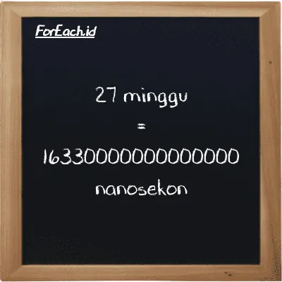 27 minggu setara dengan 16330000000000000 nanosekon (27 w setara dengan 16330000000000000 ns)