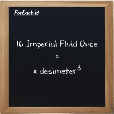 Contoh konversi Imperial Fluid Once ke desimeter<sup>3</sup> (imp fl oz ke dm<sup>3</sup>)