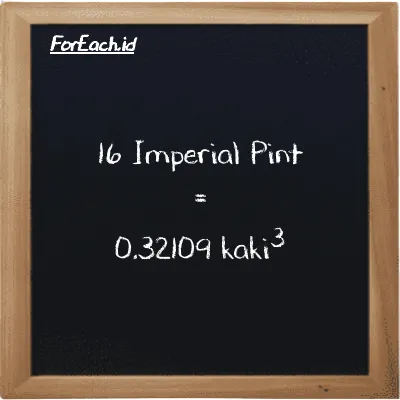 16 Imperial Pint setara dengan 0.32109 kaki<sup>3</sup> (16 imp pt setara dengan 0.32109 ft<sup>3</sup>)