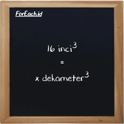 Contoh konversi inci<sup>3</sup> ke dekameter<sup>3</sup> (in<sup>3</sup> ke dam<sup>3</sup>)