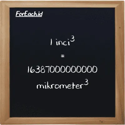 1 inci<sup>3</sup> setara dengan 16387000000000 mikrometer<sup>3</sup> (1 in<sup>3</sup> setara dengan 16387000000000 µm<sup>3</sup>)