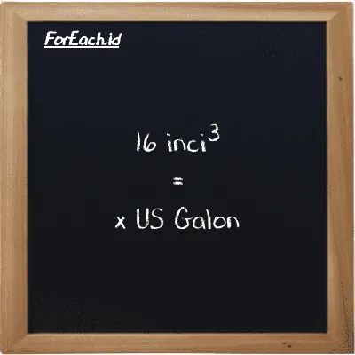 Contoh konversi inci<sup>3</sup> ke US Galon (in<sup>3</sup> ke gal)