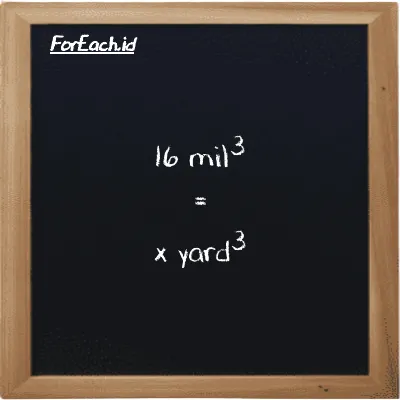 Contoh konversi mil<sup>3</sup> ke yard<sup>3</sup> (mi<sup>3</sup> ke yd<sup>3</sup>)