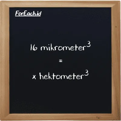 Contoh konversi mikrometer<sup>3</sup> ke hektometer<sup>3</sup> (µm<sup>3</sup> ke hm<sup>3</sup>)