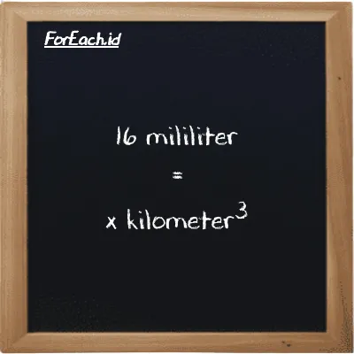 Contoh konversi mililiter ke kilometer<sup>3</sup> (ml ke km<sup>3</sup>)