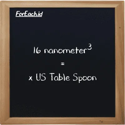 Contoh konversi nanometer<sup>3</sup> ke US Table Spoon (nm<sup>3</sup> ke tbsp)