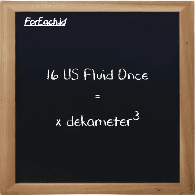 Contoh konversi US Fluid Once ke dekameter<sup>3</sup> (fl oz ke dam<sup>3</sup>)