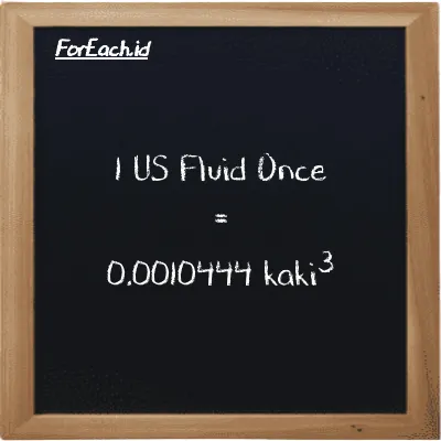 1 US Fluid Once setara dengan 0.0010444 kaki<sup>3</sup> (1 fl oz setara dengan 0.0010444 ft<sup>3</sup>)